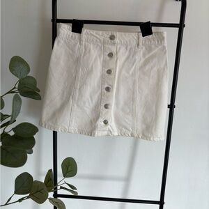 Denim White Button-Front Skirt F21